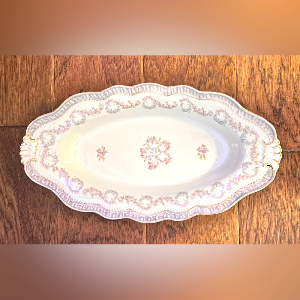 Vintage Oval Petite Floral Z.S. & Co. Bavarian Celery/Relish Platter.
